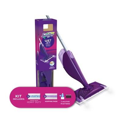 Swiffer WetJet Floor Mop Starter Kit 1 Power Mop 5 Mopping Pads 1 Floor Cleaner Liquid Solution