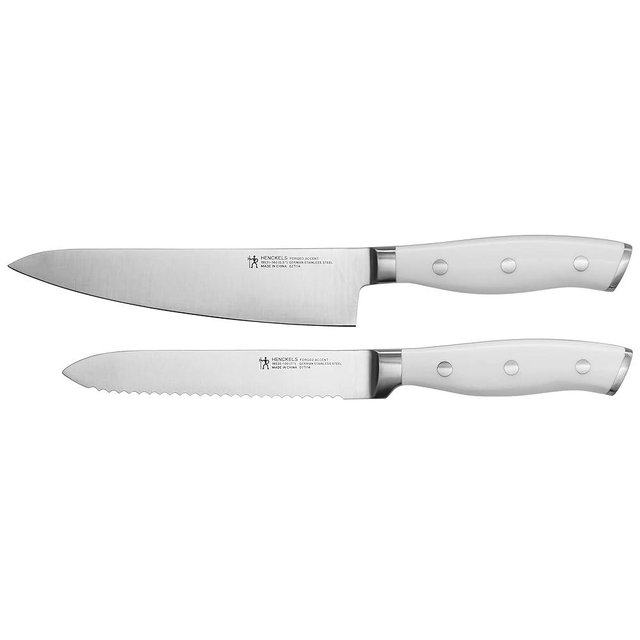 HENCKELS Forged Accent Razor-Sharp 2-pc Compact Chef Knife Set, White Handle, German Engineered Informed by 100+ Years of Mastery