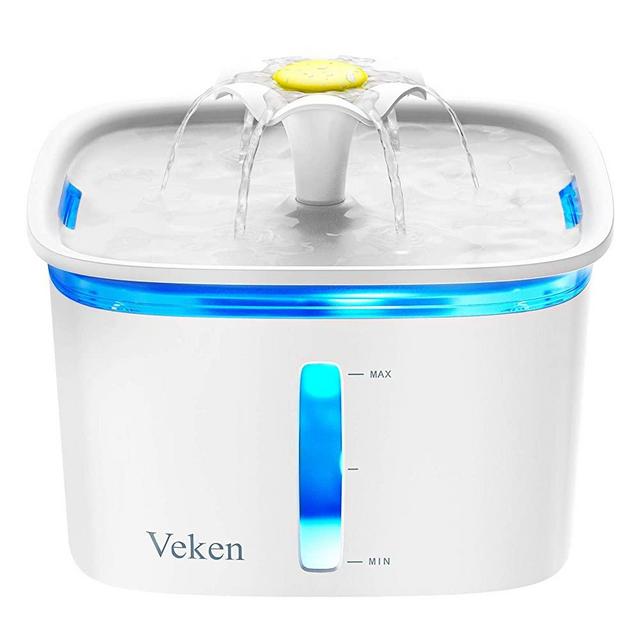 Veken 95oz/2.8L Pet Fountain, Automatic Cat Water Fountain Dog Water Dispenser with Smart Pump, 2 Replacement Filters for Cats, Dogs, Multiple Pets (White)