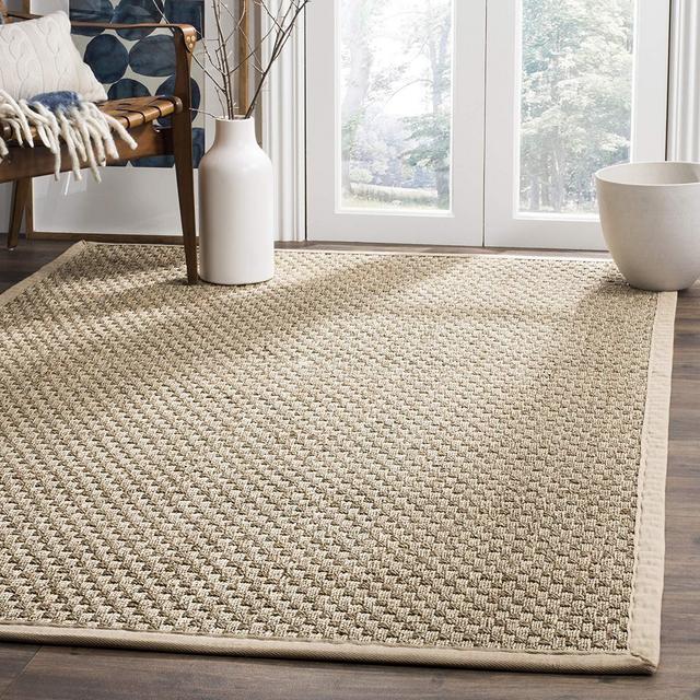 Safavieh Natural Fiber Collection NF114A Basketweave Natural and Beige Summer Seagrass Area Rug (3' x 5')
