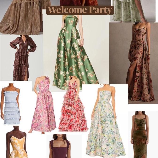 Welcome Party Attire. Romantic garden party.