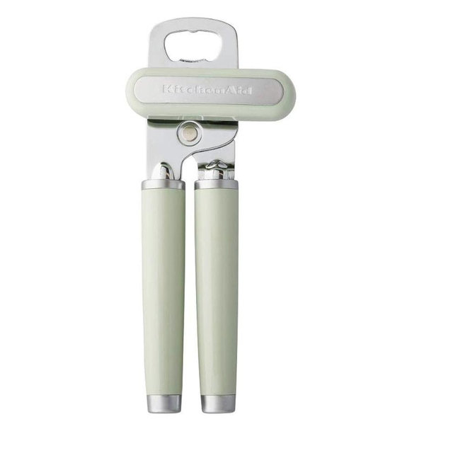 KitchenAid Classic Multifunction Can Opener and Bottle Opener Easy to Use, Razor Sharp Stainless Steel Cutting Wheel, Soft Ergonomic Handles, Pistachio