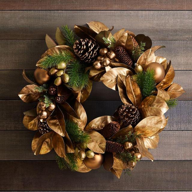 Faux Magnolia & Eucalyptus Pods Wreath, 28"