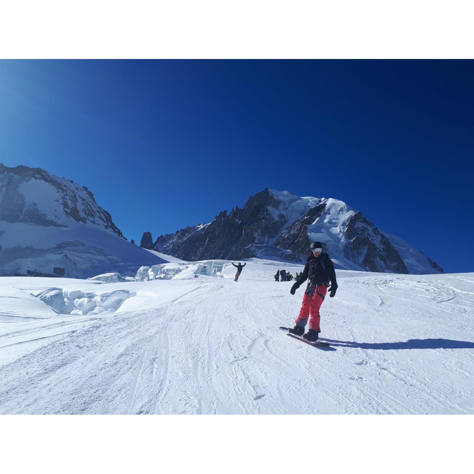 Snowboarding in the Alps in 2019