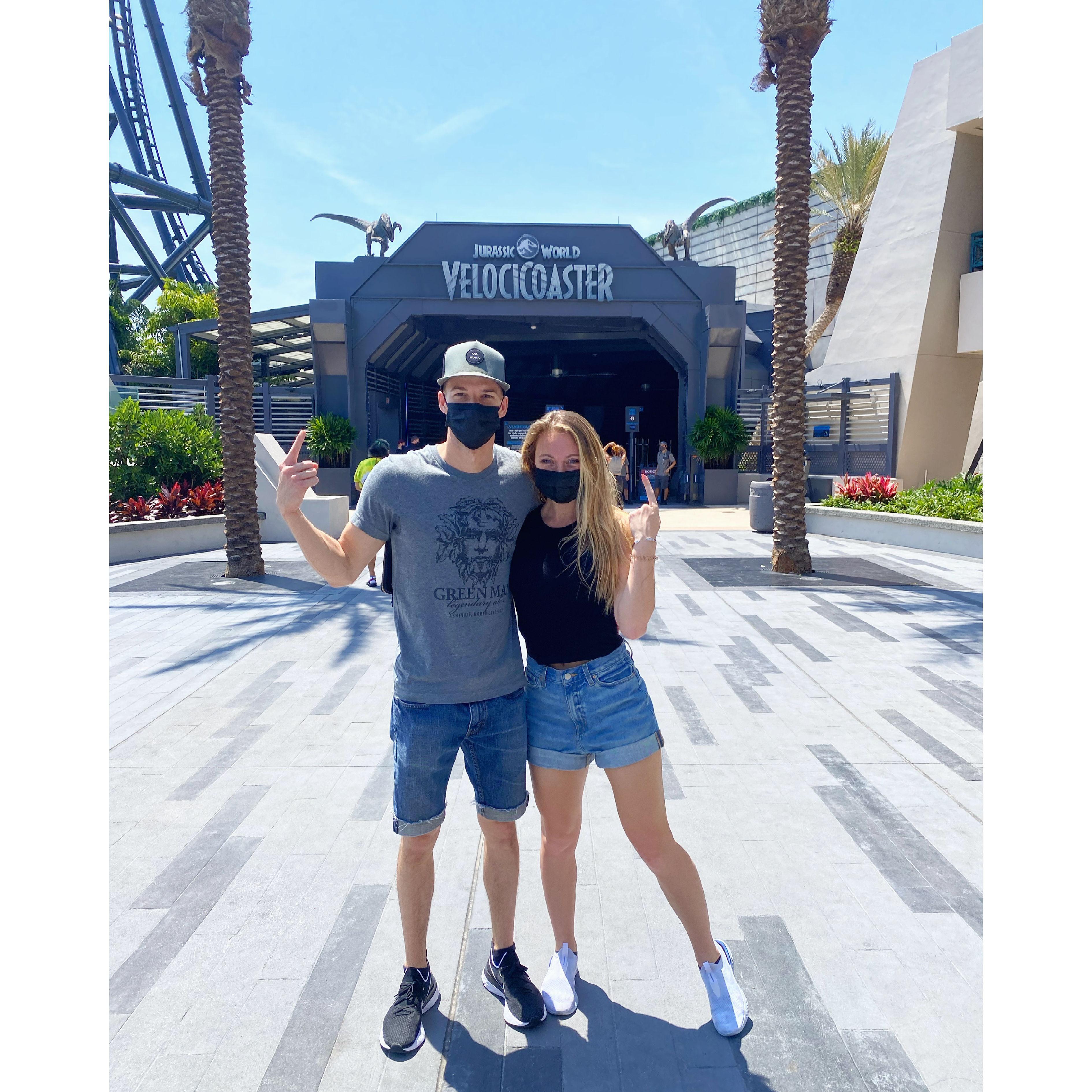 Playing at Universal Studios when masks were required, 2021