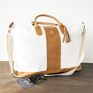Personalized Brown Striped Oversized Weekender Tote Bag