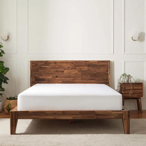 Cortato Acacia Wooden Bed Frame with Headboard