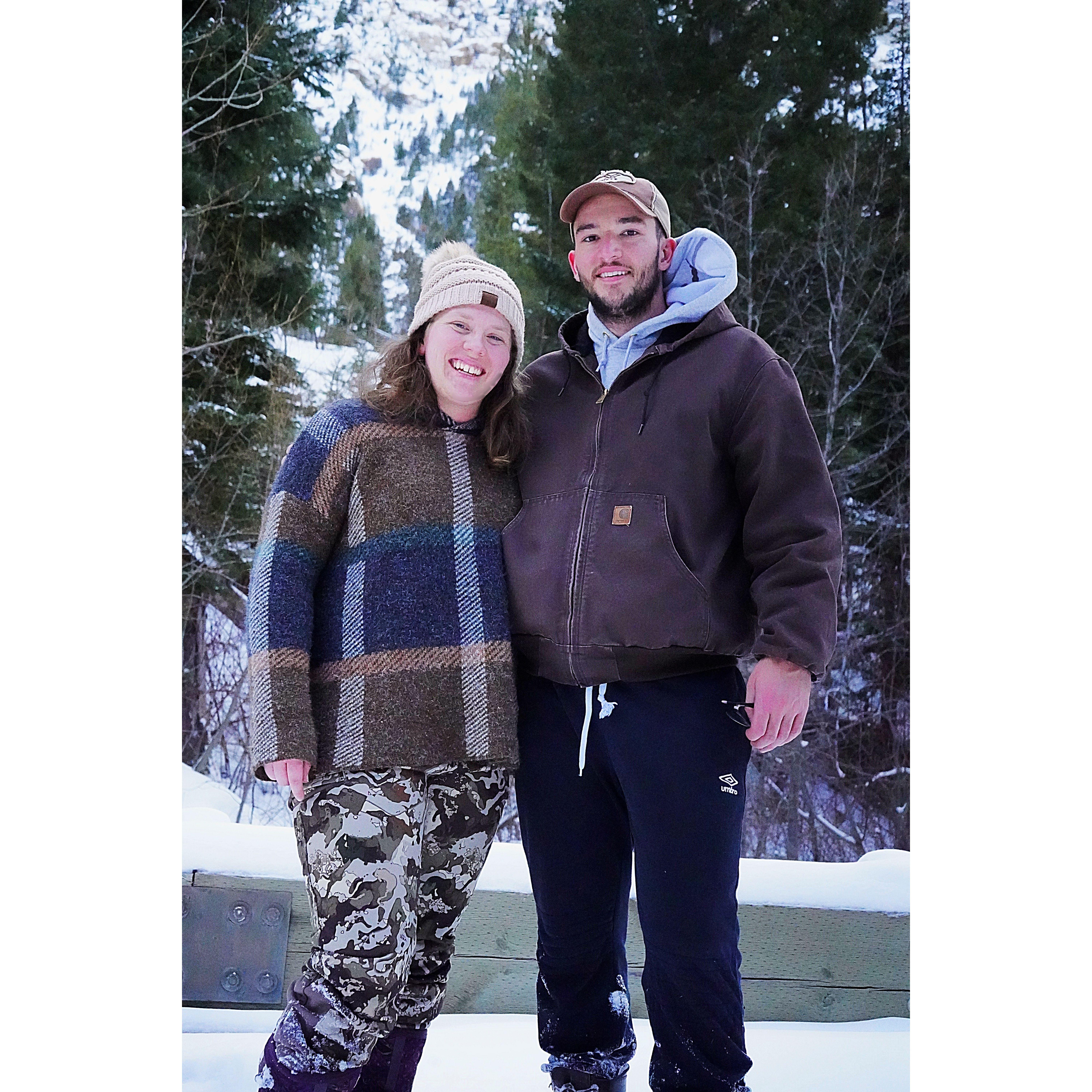 Sam's first time in Montana hiking in the snow!