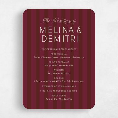 Red Rounded Wedding Program - Sabbia