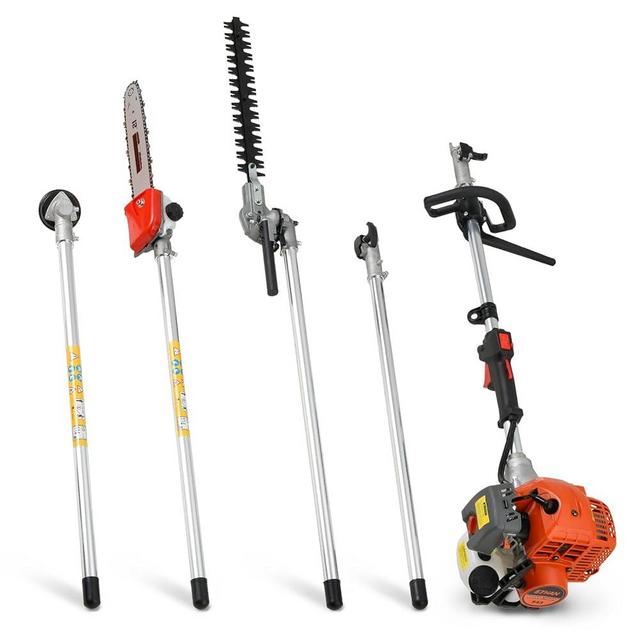 GTHANTOOLS Gas Powered Hedge Trimmer Weed Eater 41.5cc 5 in 1 Multi Functional Trimming Tools Gas Weed Wacker Long Reach Pole Saw for Tree Trimming Branch Brush Cutter String Trimmer Lawn Edger