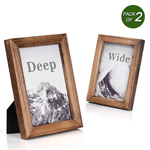 Emfogo Picture Frames 5x7 Solid Wood Photo Frames and High Definition Glass Display Pictures for Table Top Display and Wall Mount Wood