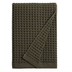 Olive Cotton Waffle Weave Bath Towel