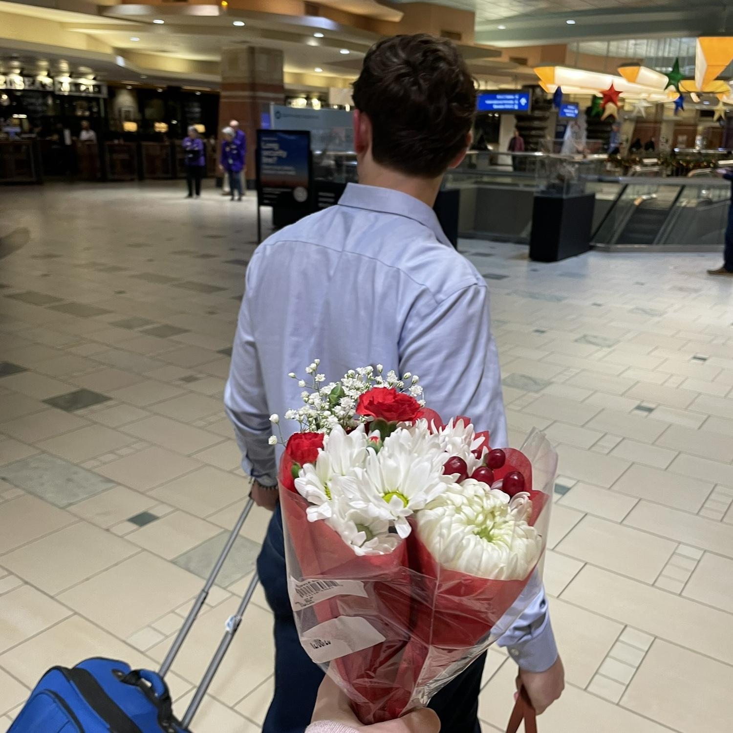 So many flights (and flowers!) during our year of long distance