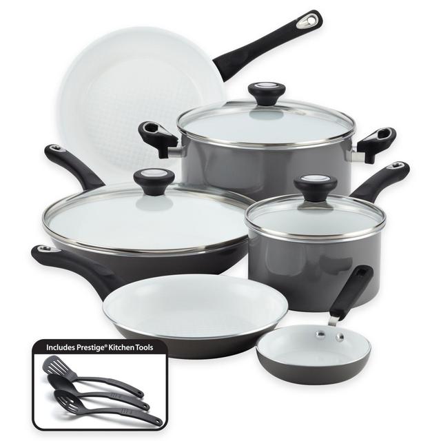 Farberware® PURECOOK™ Ceramic Nonstick 12-Piece Cookware Set in Grey