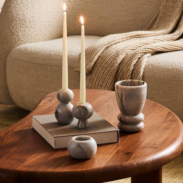 Kali Marble Candleholders - Set of 2