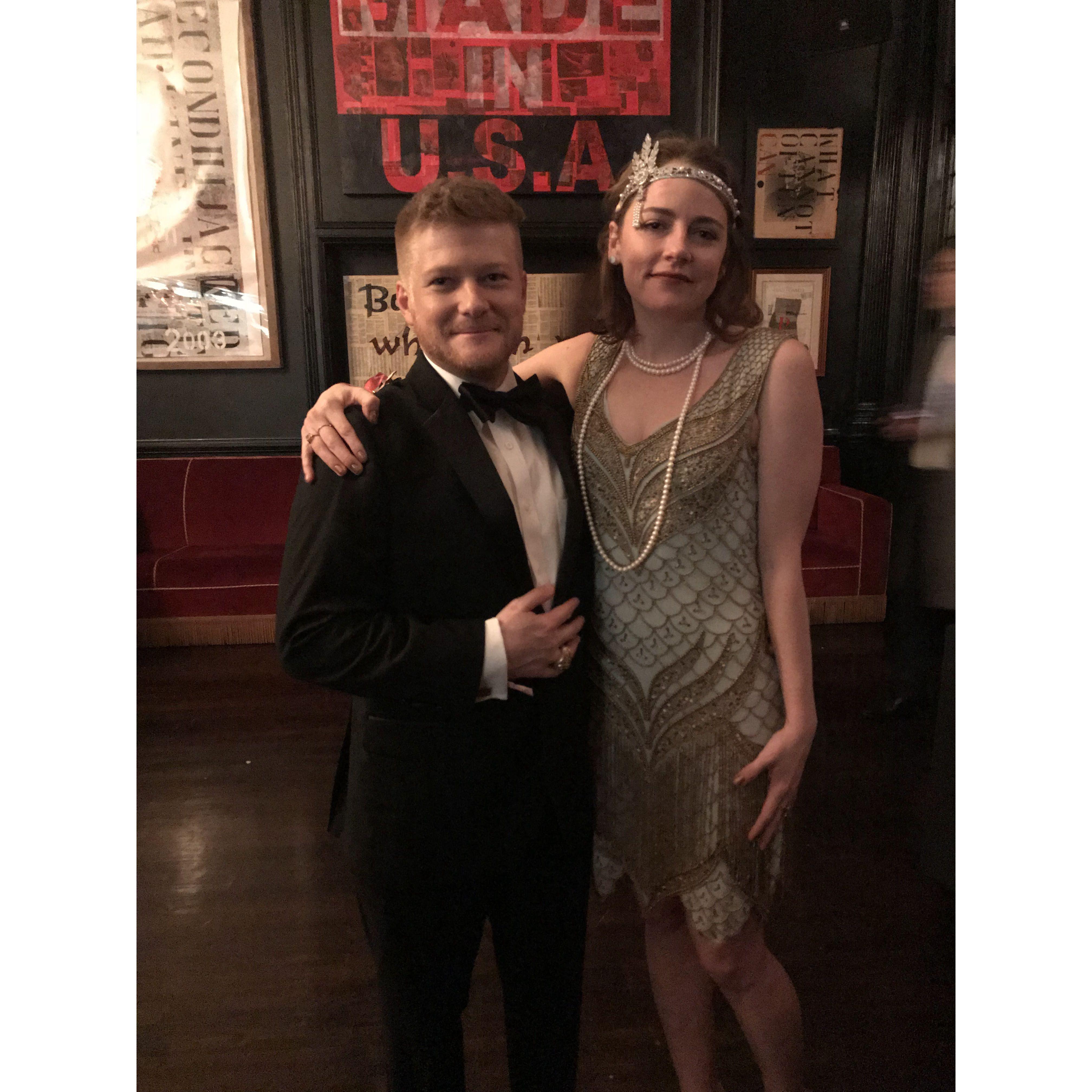 Another of us at the Great Gatsby party, little more view of our out fits.