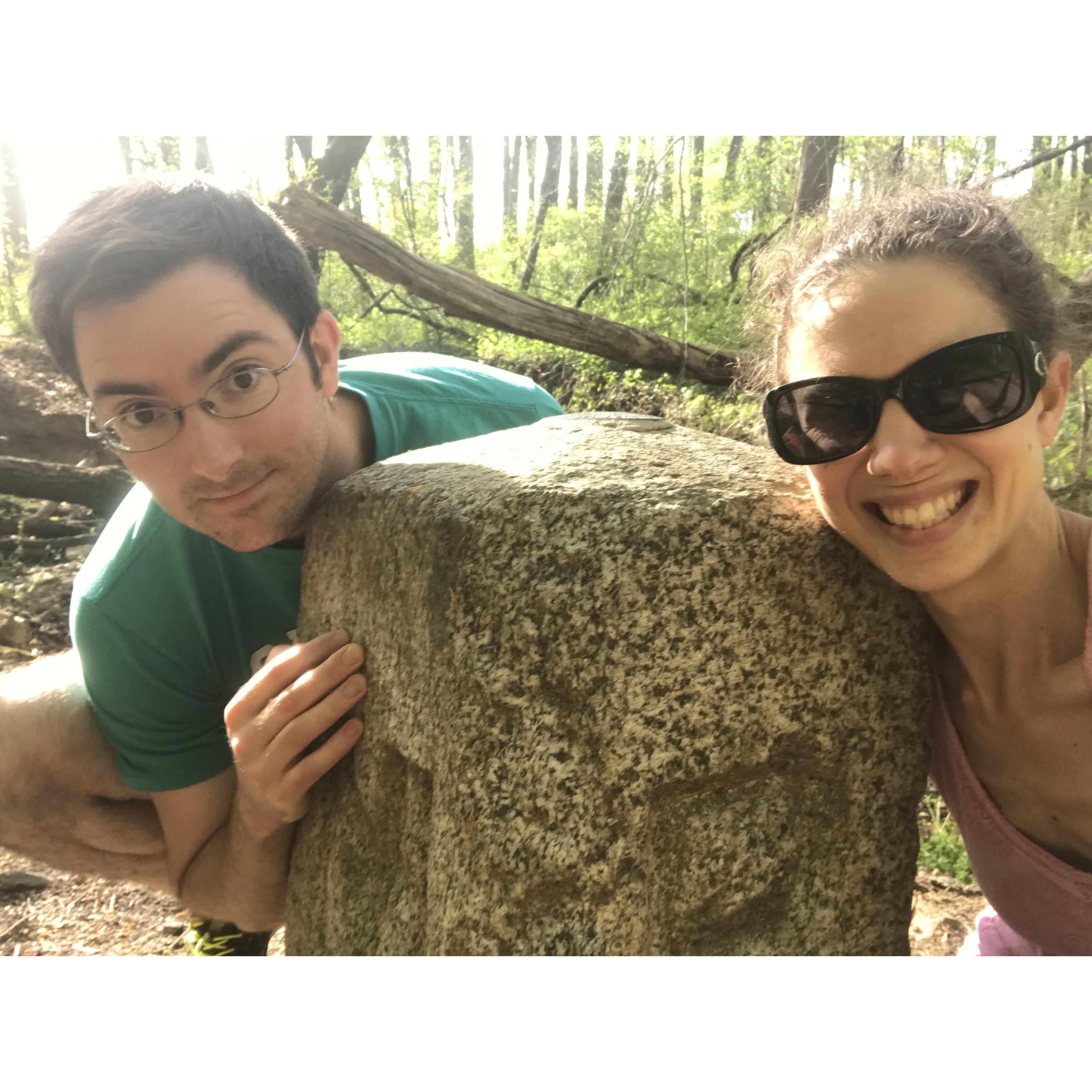 The corner of Pennsylvania, Delaware, and Maryland: a peaceful hiking trail and marker of where we are from.
