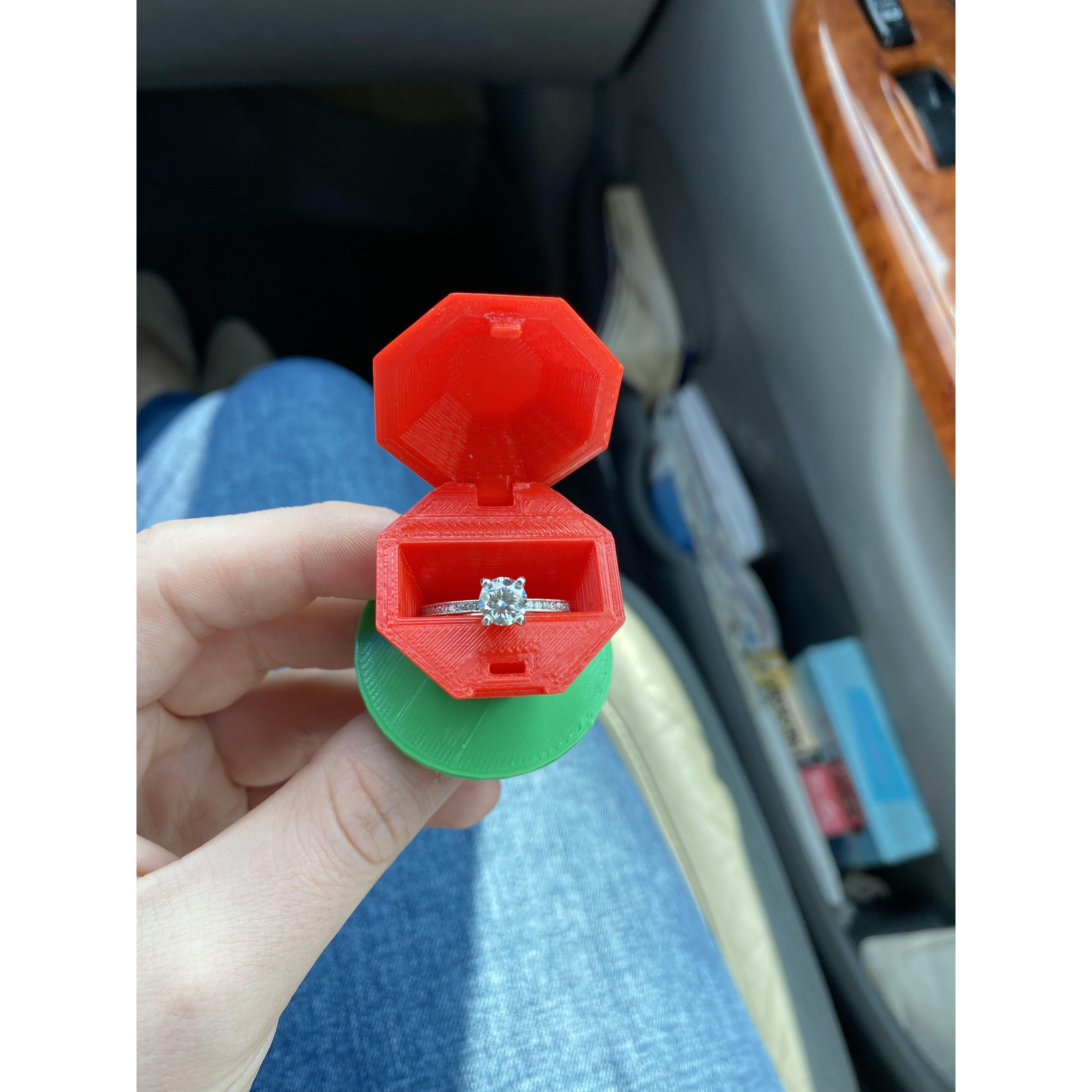 I always told mike he could propose with a ring pop and I would still say yes, so when he proposed he had the ring in a 3D printed ring pop case!