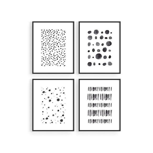 Black and White Abstract Wall Art - by Haus and Hues | Abstract Wall Art Black and White Art Artwork for Walls | Black and White Wall Art for Living Room Black and White Decor (8"x10" BLACK FRAMED)