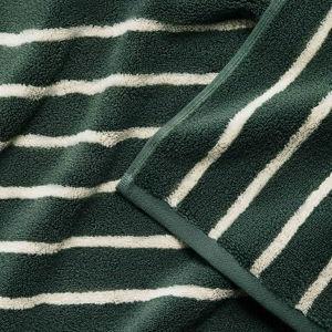 Super-Plush Turkish Cotton Bath Towels — Striped Botanical Green or Eucalyptus