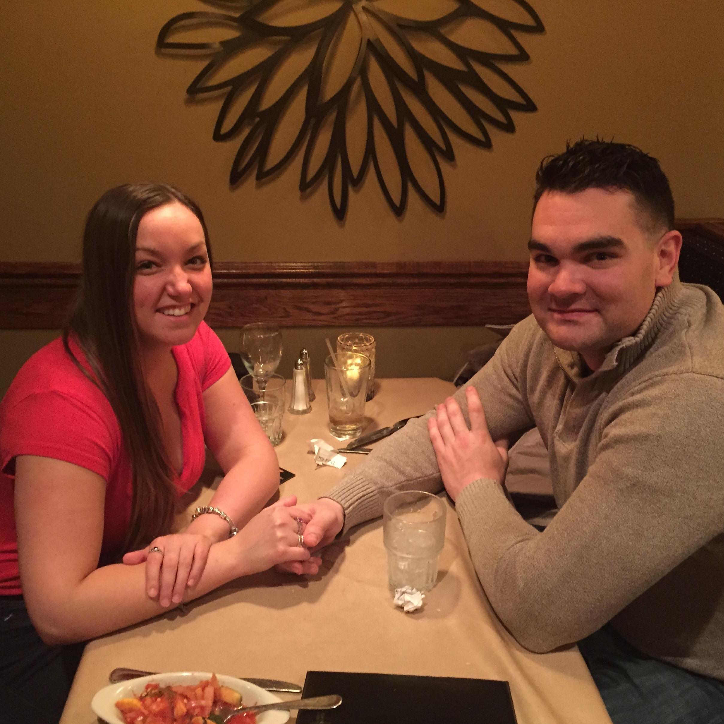 2015: Our first dinner together as an "official" couple.