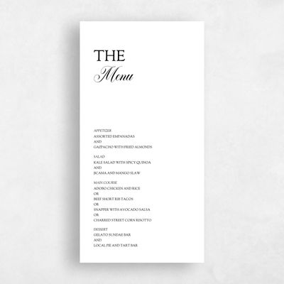 White Wedding Menu - Soave
