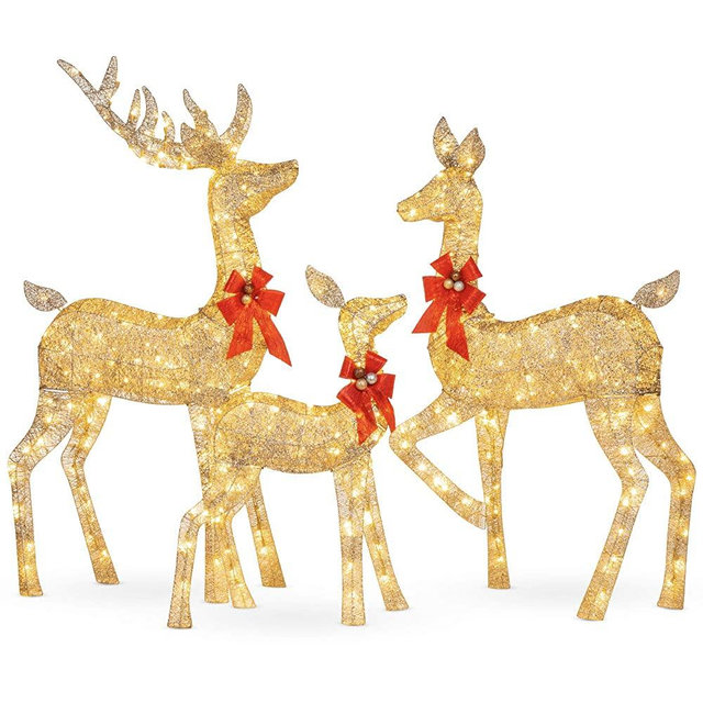 Best Choice Products 3-Piece Lighted Christmas Deer Family Set Outdoor Yard Decoration with 360 LED Lights, Stakes, Zip Ties