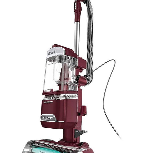 Shark Detect Lift-Away Upright Vacuum with PowerFins Detect Corded Self-Cleaning Brushroll for No Hair Wrap, Anti-Allergen Complete Seal, and Odor Neutralizer Technology (Renewed) (QU491QRD-Burgundy)