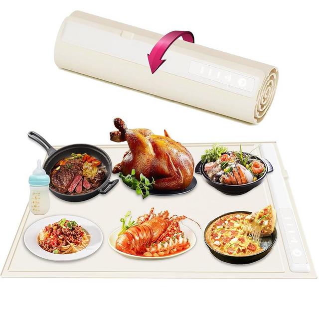 Food Warming Mat - Fast & Full Surface Heating, Silicone Warming Mat for Food with Adjustable Temperature, Warming Trays for Buffets Party, Portable Food Warmer for Countertop, Large Food Heating Pad