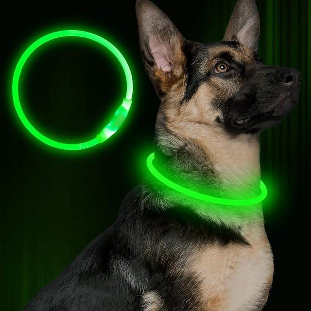 Led Dog Collar, USB Rechargeable Flash Dog Necklace Light, Pet Safety Collar Makes Your Beloved Dogs Be Seen at Night for Small Medium Large Dogs