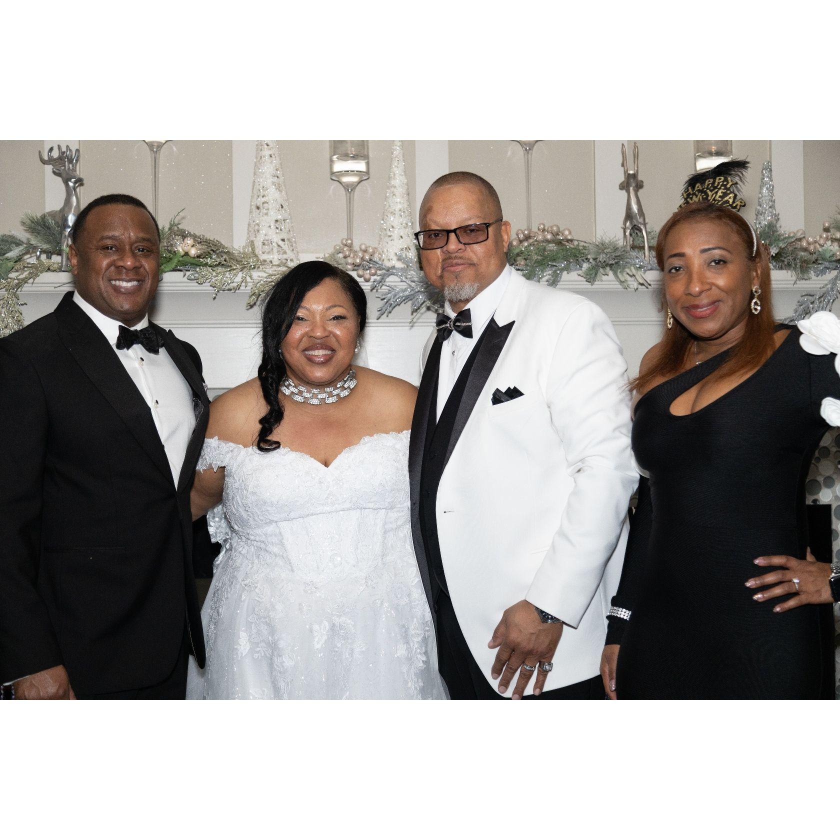 The happy couple with the Bride's big brother, Daryl and his fiancee, Antoinette