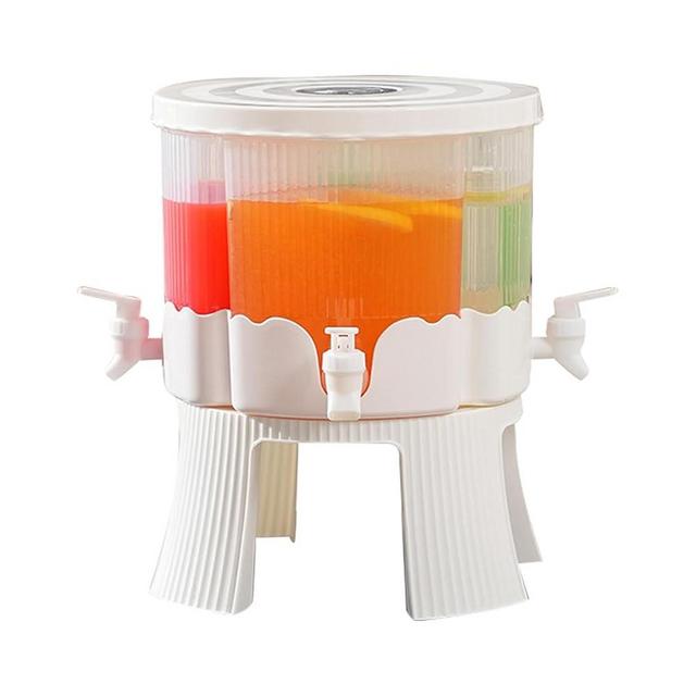 4 Grids Beverage Dispenser with Stand, 360° Rotatable Drink Dispenser for Parties, 1.5 Gallon Juice Container with Lid for Fridge, P-lastic Water Dispenser with Spigot for Juice, Lemonade, Iced Tea