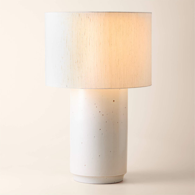 Rosalind Large White Ceramic Reactive Glaze Table Lamp with Silk Shade