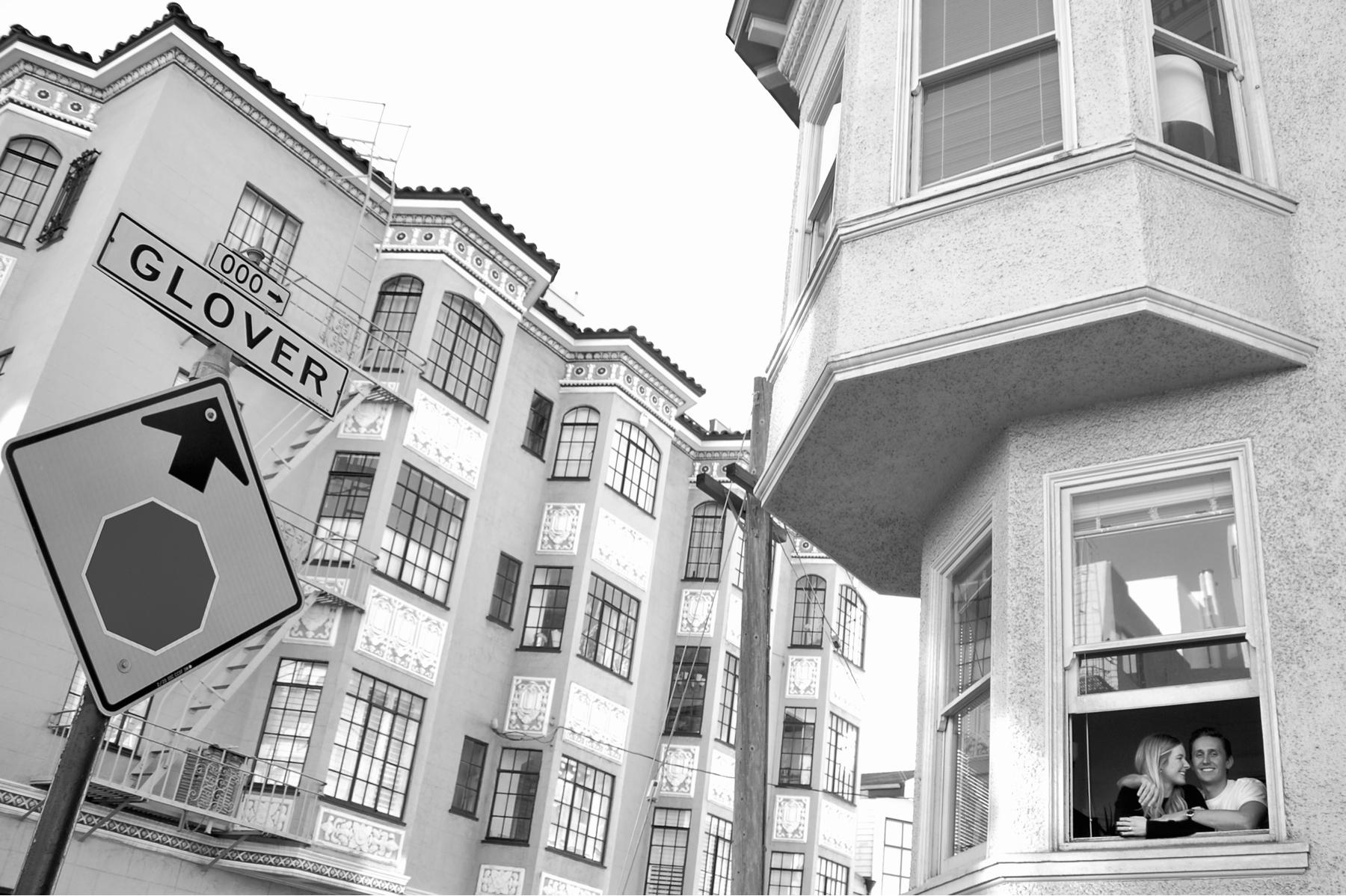 In our apartment in Russian Hill - our favorite place