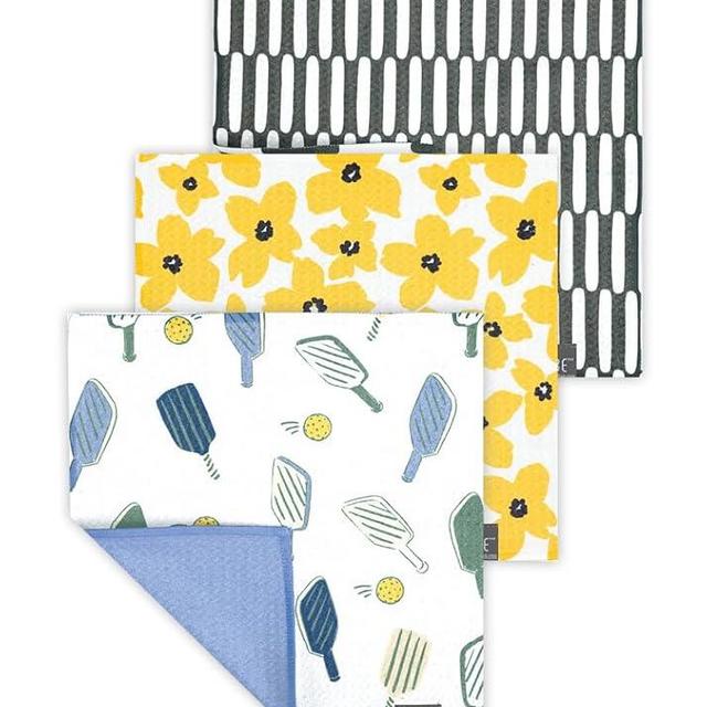 Vibe by MÜkitchen Premium Quick Dry Dual Sided Design Dish Cloths | 85% Recycled Materials | 10x10 | Set of 3 (Good Point Set)
