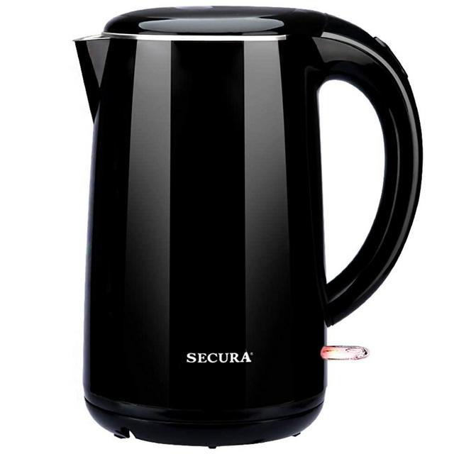 Secura SWK-1701DB The Original Stainless Steel Double Wall Electric Water Kettle 1.8 Quart, Black Onyx