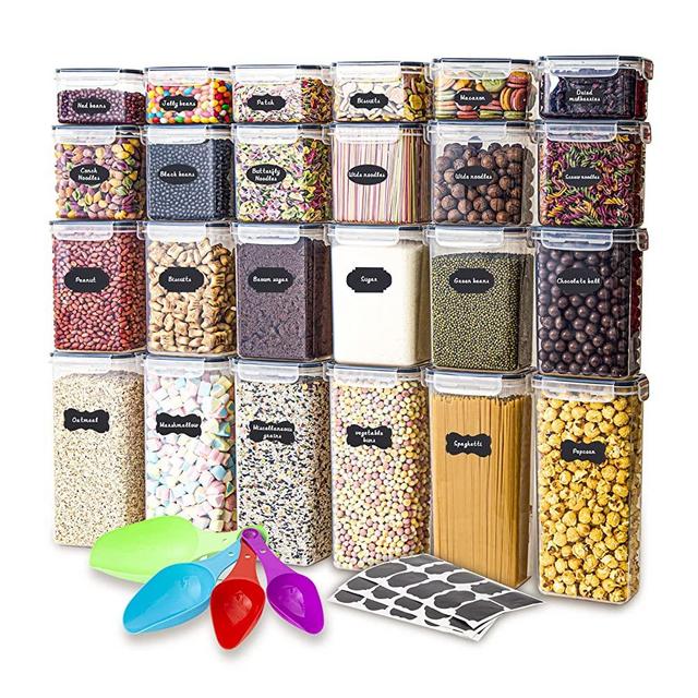 Guiwushiqi 24 Pieces Airtight Food Containers Set with Lids , BPA Free Plastic Large Storage Containers for Pantry Kitchen Organization and Storage Flour, Sugar, Baking