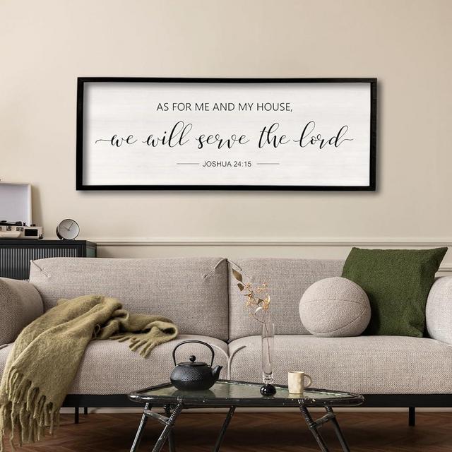 As For Me And My House We Will Serve The Lord Wall Decor 32" x 12" Bedroom Above Bed Sign Large Rustic Farmhouse Wood Framed Bible Verse for Religious Scripture Christian Wall Art (Wood)