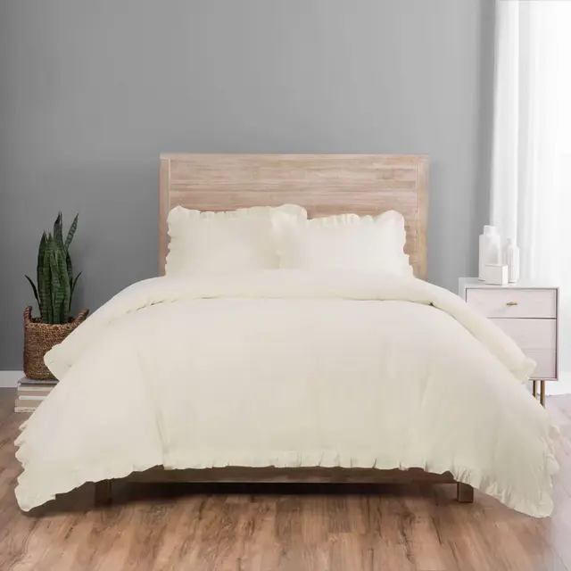Vue Elements Rona Queen Duvet Cover Set in Ivory