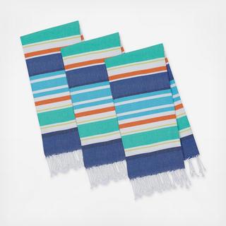 Beachy Stripes Fouta Tea Towel, Set of 3