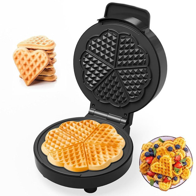 Sunvivi Heart Waffle Maker: 5 Heart Shaped Waffle Iron with Adjustable Temperature Control, Nonstick Waffle Machine with Indicator Light, Easy to Clean,The best gifts Her, Kids and Families