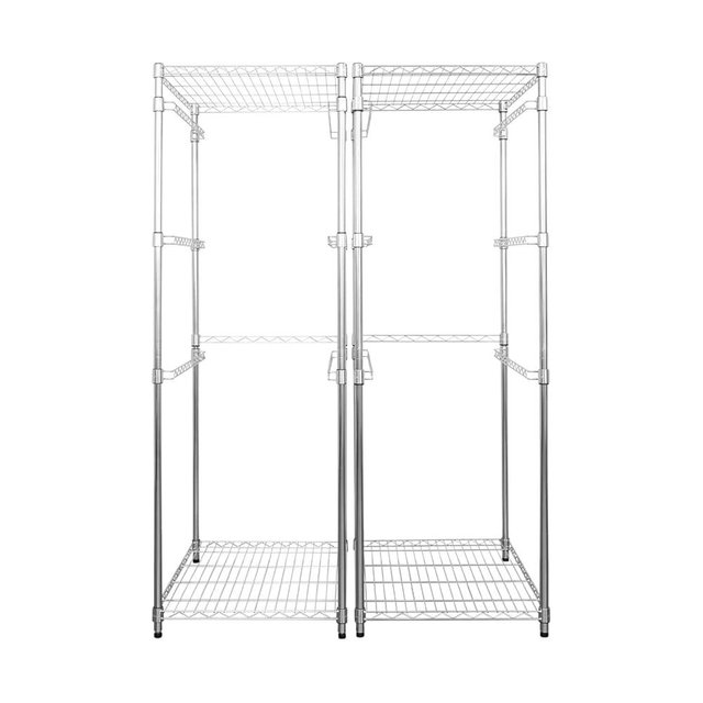 MonsterRAX 5-Tier Heavy Duty Garage Slide Rack for 27-Gallon Totes. Industrial metal organization, 250lb capacity, NSF Certified. (2-Pack) (Bins not included) (Silver)