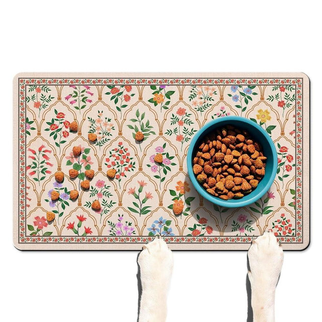 Absorbent Pet Dog Bowl Mat for Food and Water, Pet Cat Food Feeding Mat with Non Slip Rubber Backing, Dog Food Mats for Floors Waterproof, 12"x20"