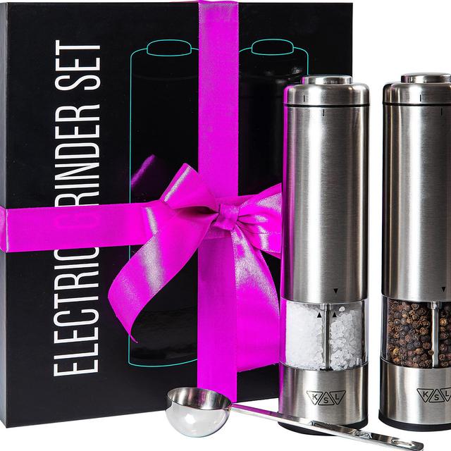 KSL Electric Salt and Pepper Grinder Set - Battery Operated Mill, Automatic Powered Shakers w/Light