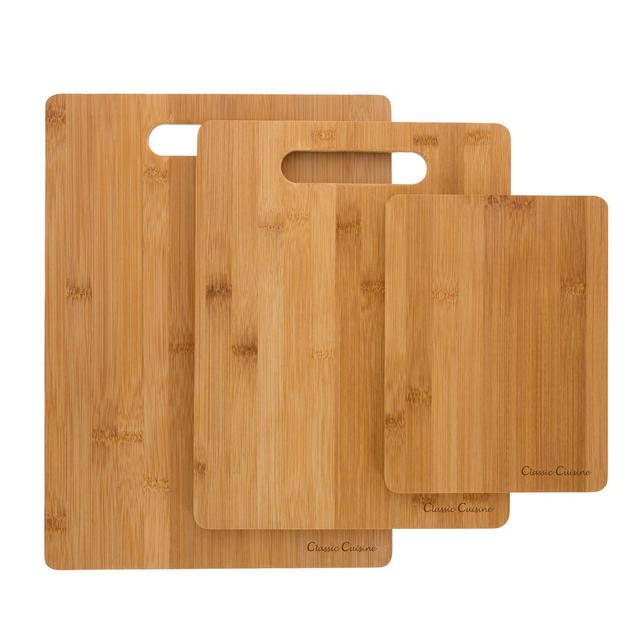 3 Piece Bamboo Cutting Board Set, Food Prep by Classic Cuisine