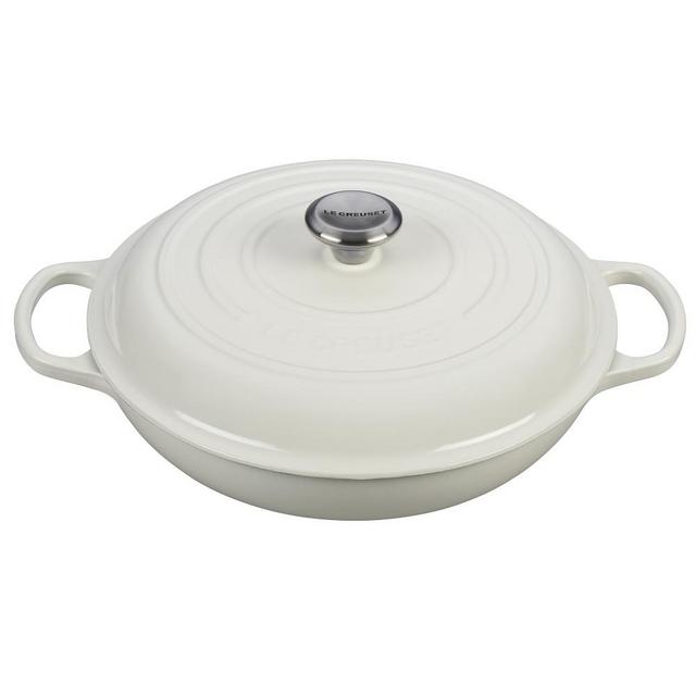 Le Creuset Signature Enameled Cast Iron Braiser, 3 1/2-Qt., White