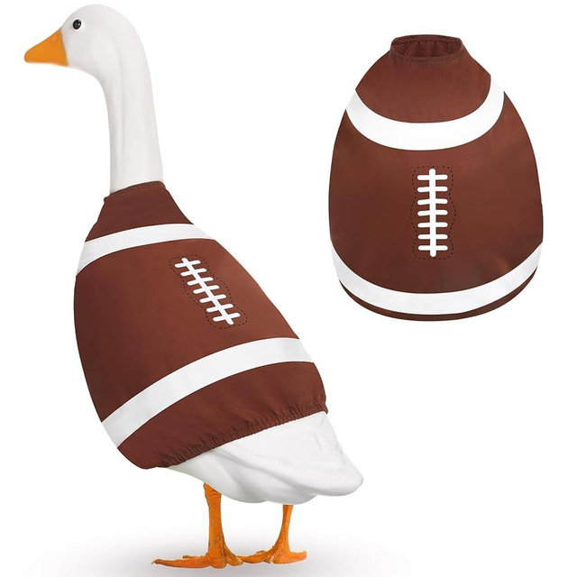 Silicherry Football Goose Outfit Lawn Porch Football Game Day Clothes for Plastic Goose Outdoor Patio Yard Lawn Art Bowl Party Decor(23")