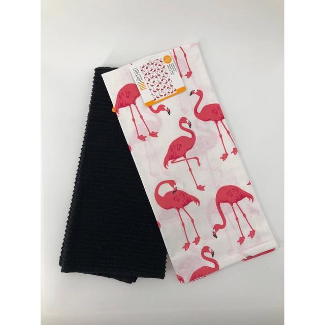2pk Designer Flamingo Print Towel - MU Kitchen
