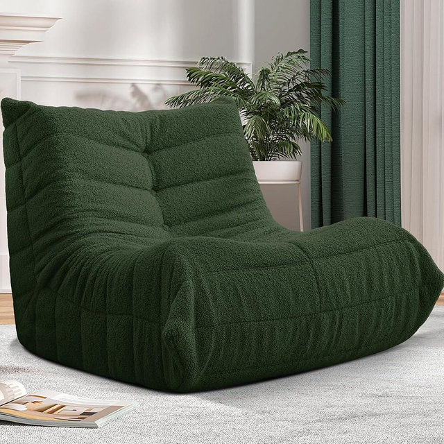 Cansunna Bean Bag Chair Big Sofa Beanbag Chair for Adults Fireside Chair Bean Bag Lounger with Memory Foam Filled for Home,Apartment or Gaming Venue (Green Teddy)