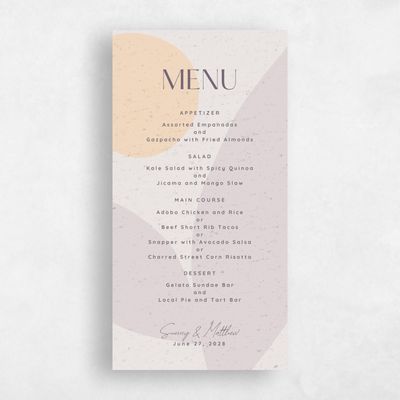 Light Greige, Beige Wedding Menu - Rafina